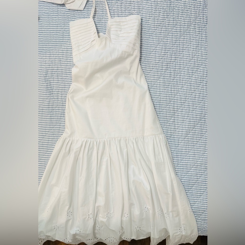 White Halter Dress with Eyelet Hem